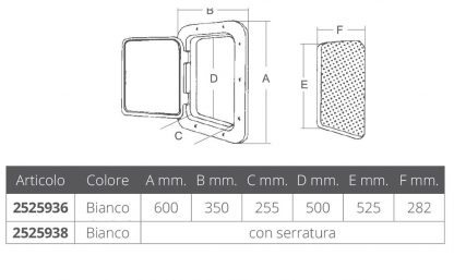 SPORTELLO BIANCO MM. 600X350 - immagine 2