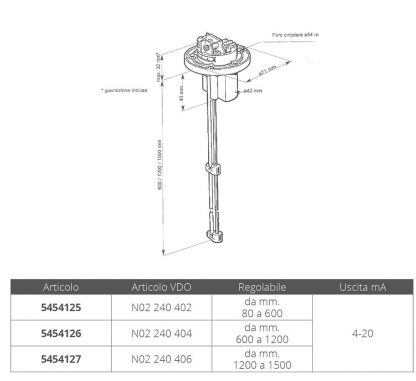 SENSORE LIVELLO ACQUA MM.600-1200 - immagine 2