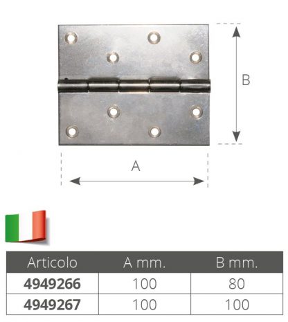 CERNIERA INOX A LIBRETTO mm 100x80 - immagine 2