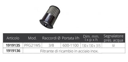 FILTRO PFG21 WS CON ALLARME - immagine 2