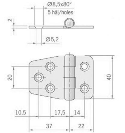 CERNIERA INOX MM.59X40 - immagine 2