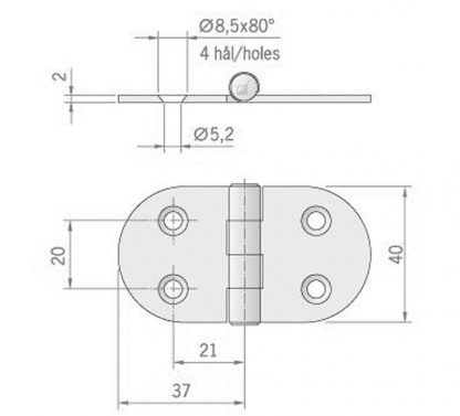 CERNIERA INOX MM.74X40 - immagine 2