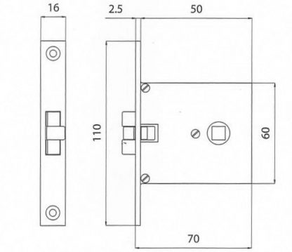 SERRATURA INCASSO MM.70X60 OT.CROM. - immagine 2