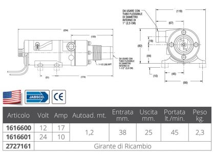 POMPA MACERATORE JABSCO 12 V. - immagine 2