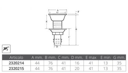 SFIATO INOX 316 INCASSO Ø MM.20 - immagine 2