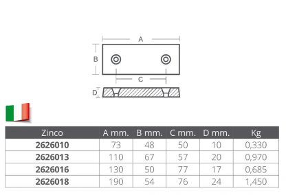 ANODO RETTANGOLARE 110x67x20 - immagine 2