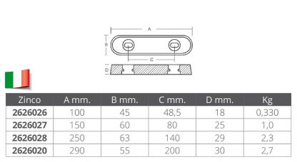 ANODO OVALE DIM.MM.150x60x25 - immagine 2