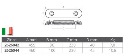 ANODO FAIR LINE MM.460x100x45h - immagine 2