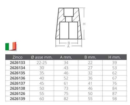 ANODO ESAGONALE Ø MM.60 IN ZINCO - immagine 2