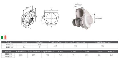 ASPIRATORE 12V. ASS.11,5 AMP. - immagine 2