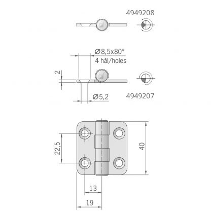 CERNIERA INOX MM.40X38 STANDARD - immagine 2