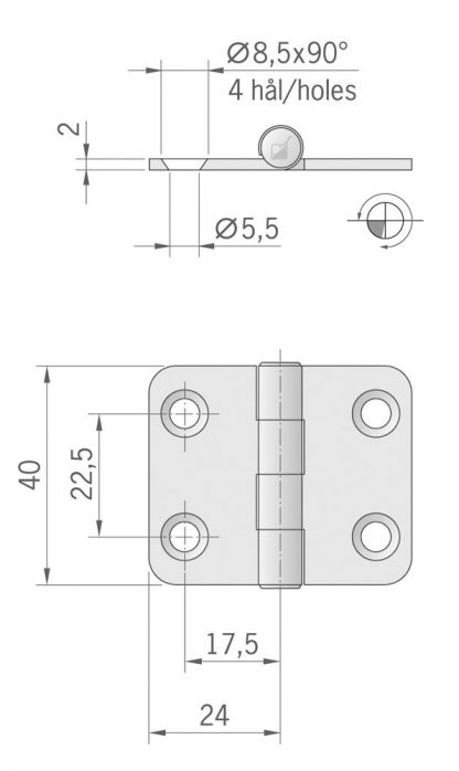 CERNIERA INOX MM.40X48 - immagine 2