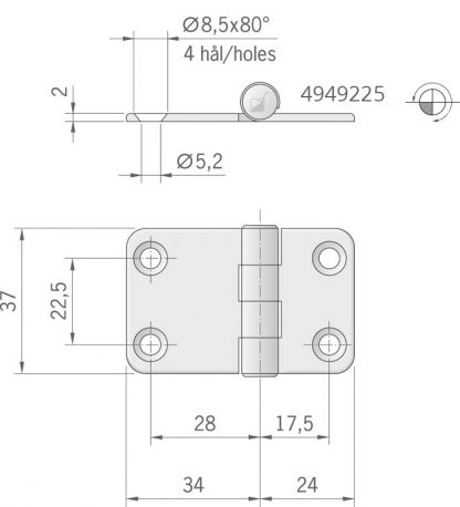 CERNIERA INOX MM.58X37 - immagine 2