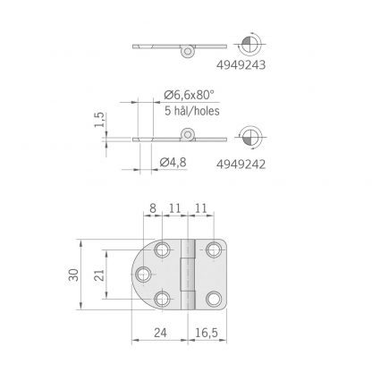 CERNIERA INOX MM.40X30 STANDARD - immagine 2