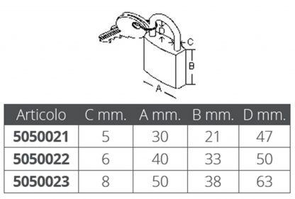 LUCCHETTO  ARCO LUNGO MM.40 - immagine 2