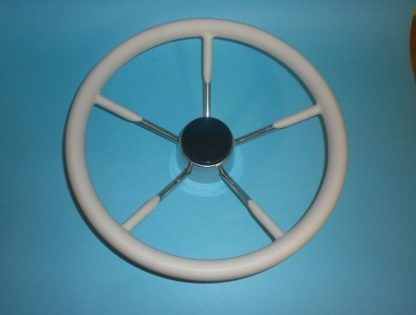 Volante barca timone nautico nautica marino inox con guaina bianco